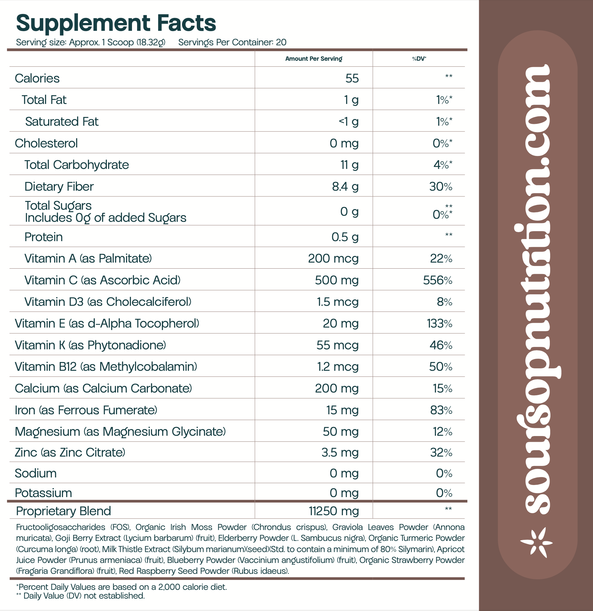 Soursop Chocolate Charge Shake Nutrition Facts